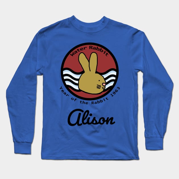 Alison Born Year of the Water Rabbit 1963 Long Sleeve T-Shirt by ellenhenryart